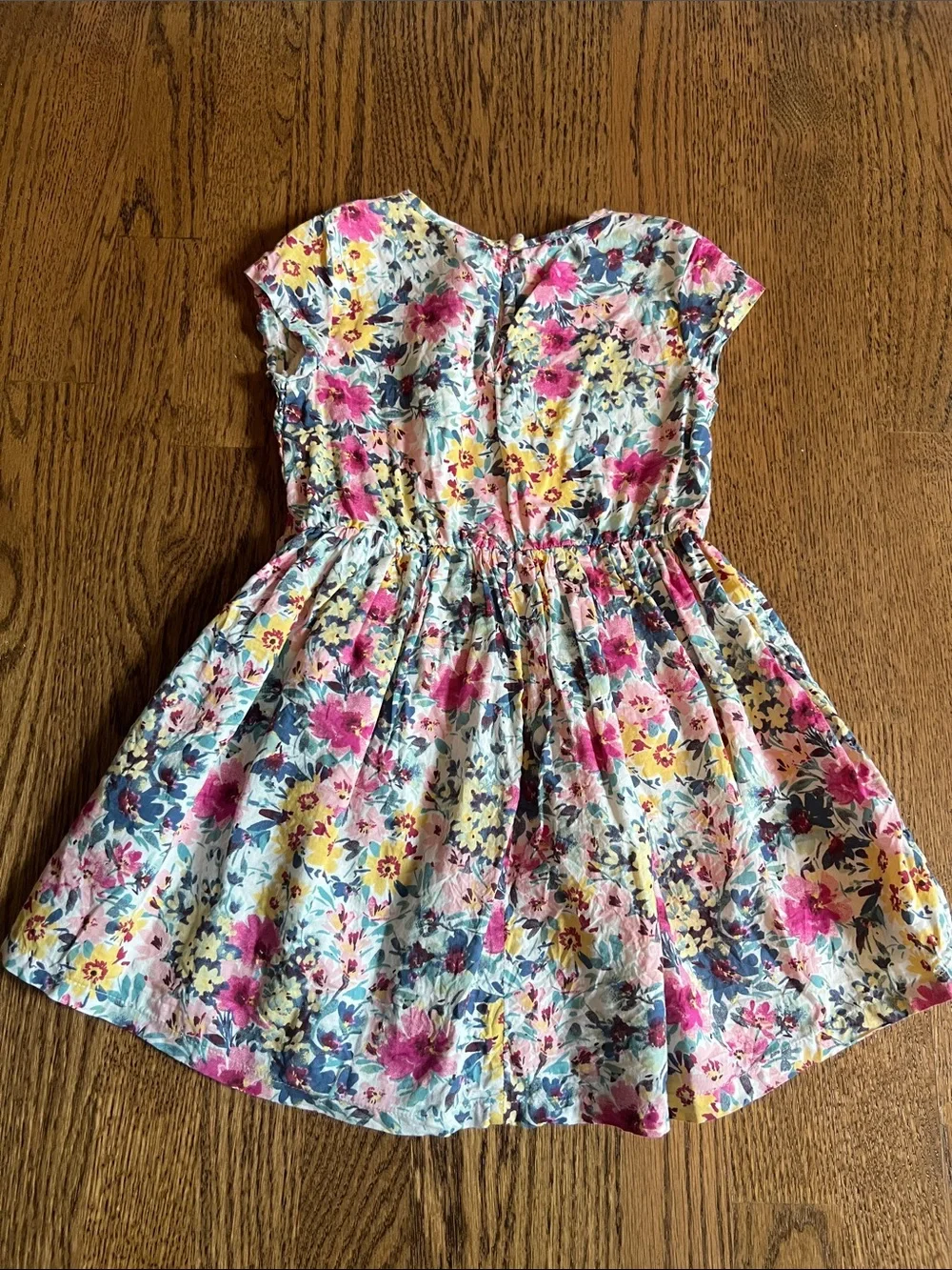 Gap Kids Girls Floral Smocked Waist Dress - Pink, Yellow & Blue